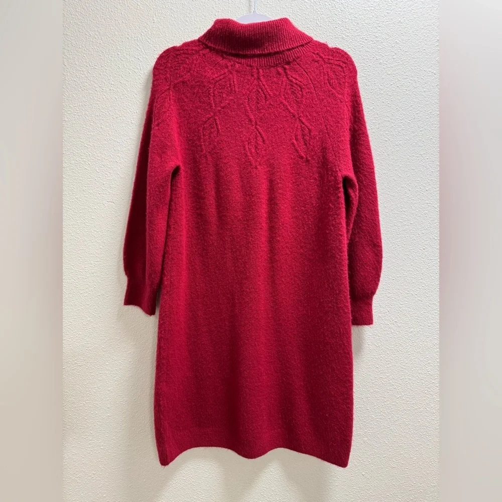 Soft Surroundings Ellen Cowl Neck Knit Sweater Dress Stretch Red Medium - Picture 3 of 10